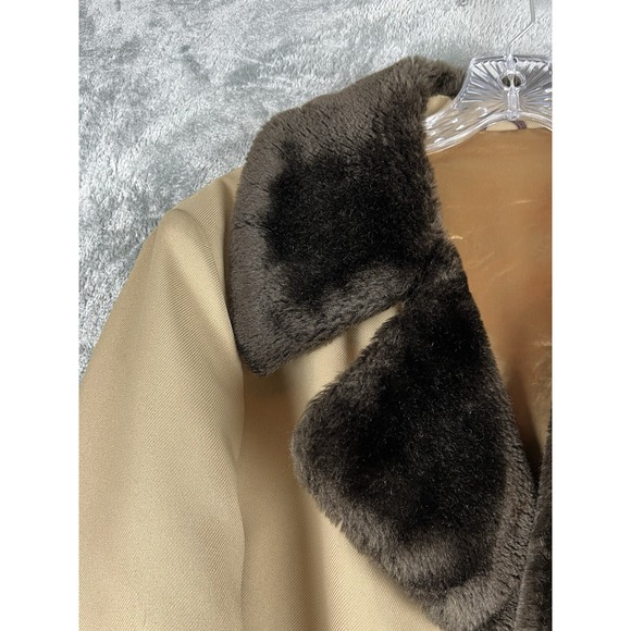 Vintage 1970s Sears Best Overcoat Mens 42 Beige Faux Fur Lined Long Button Front - Picture 5 of 16